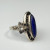 Oval Blue Lapis Lazuli and Marcasite Halo Gemstones Sterling Silver Vintage Ring