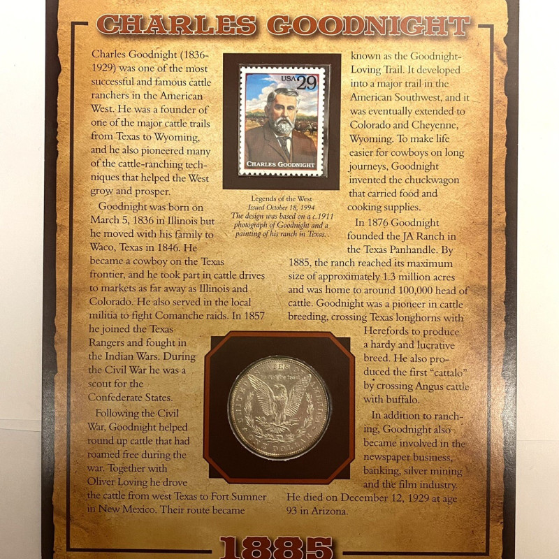 1885-P Morgan Dollar Uncirculated 90% Silver $1 "Charles Goodnight"