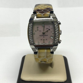 Woman Faconnable Diamond Mezza Luna Moonlight Watch Mother Of Pearl Dial Swiss