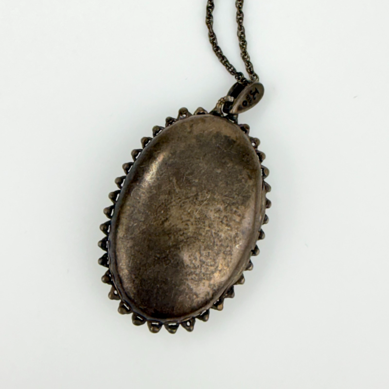 Judith Jack Sterling Silver Marcasite Oval Locket Pendant on Original Chain