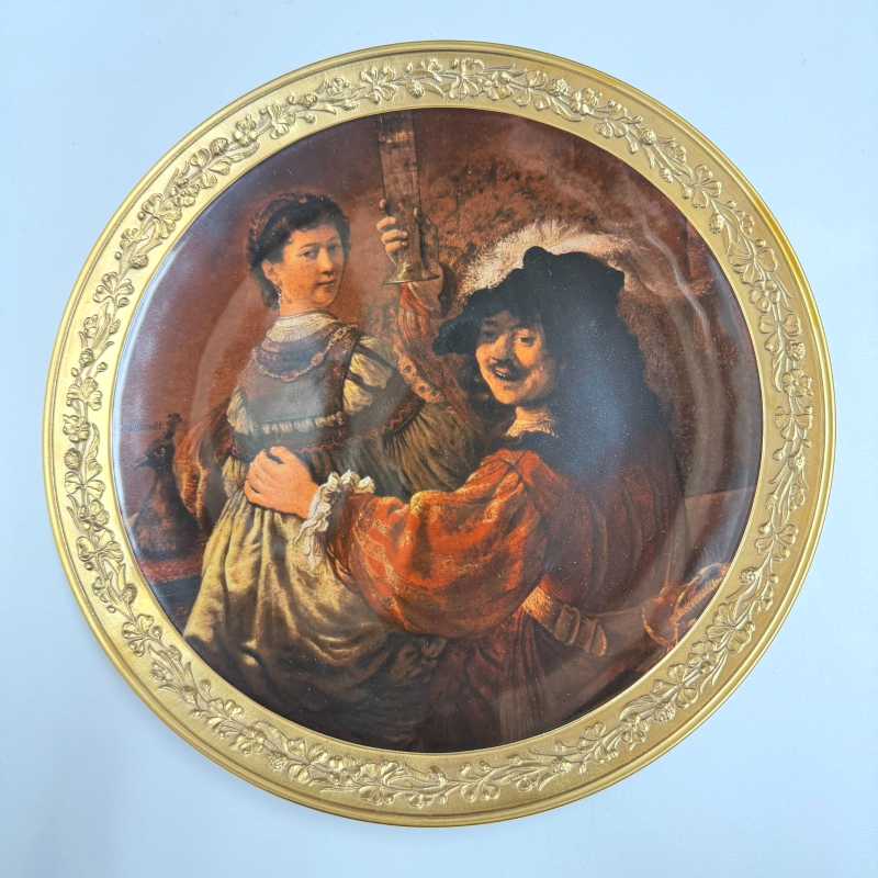 Art Treasures of the World Set 2 Plates Rembrandt Self-Portrait + Man in Helmet