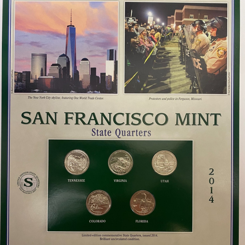 Limited-edition commemorative State Quarters, issued 2014. Brilliant condition
