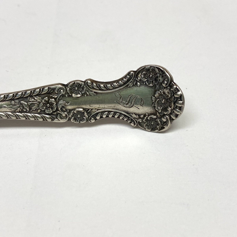 1899 Decorative Slotted Sterling Silver Serving 8 1/2 ''Spoon 1899 Decorative Slotted Sterling Silver Serving 8 1/2 ''Spoon