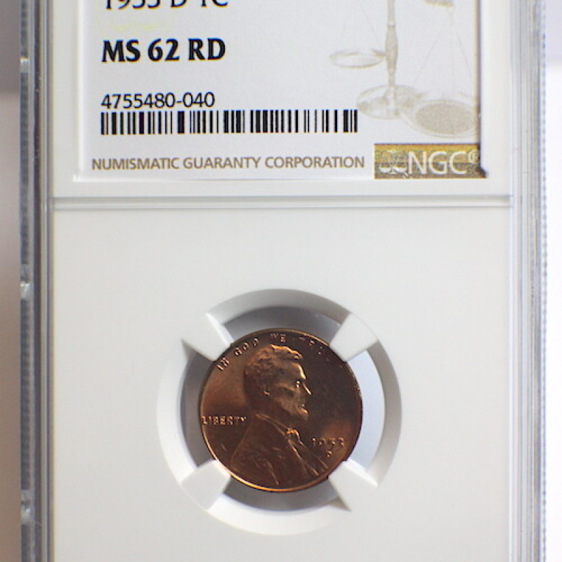 1953 D NGC 1C LINCOLN WHEAT PENNY MS 62 RD  1953 D NGC 1C LINCOLN WHEAT PENNY MS 62 RD