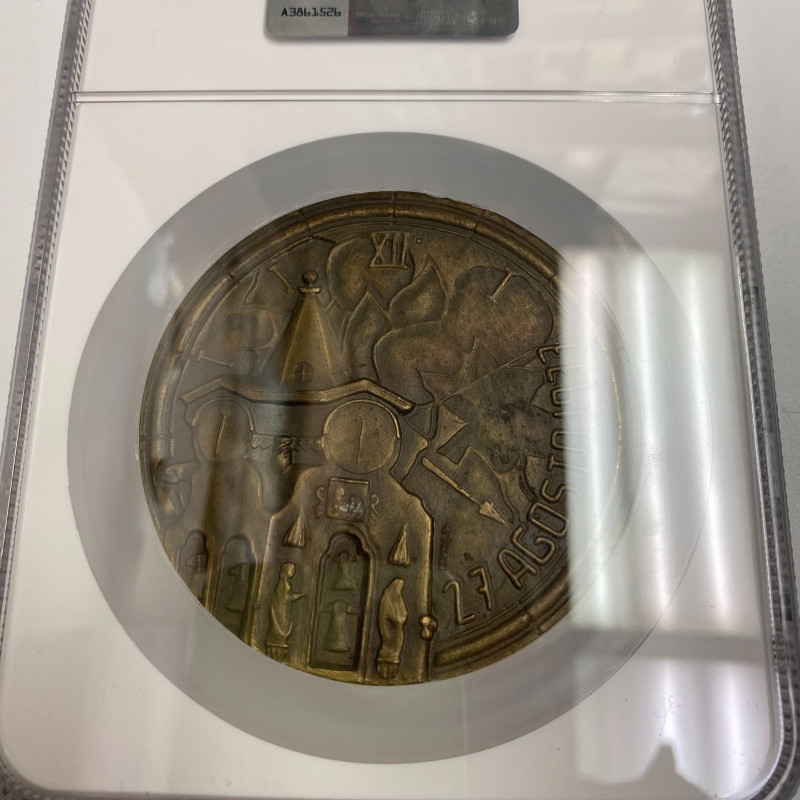 1977-Dated Portugal Bronze Caldas Da Rainha 50th Ann J.Norte-(79mm) NGC MS 64