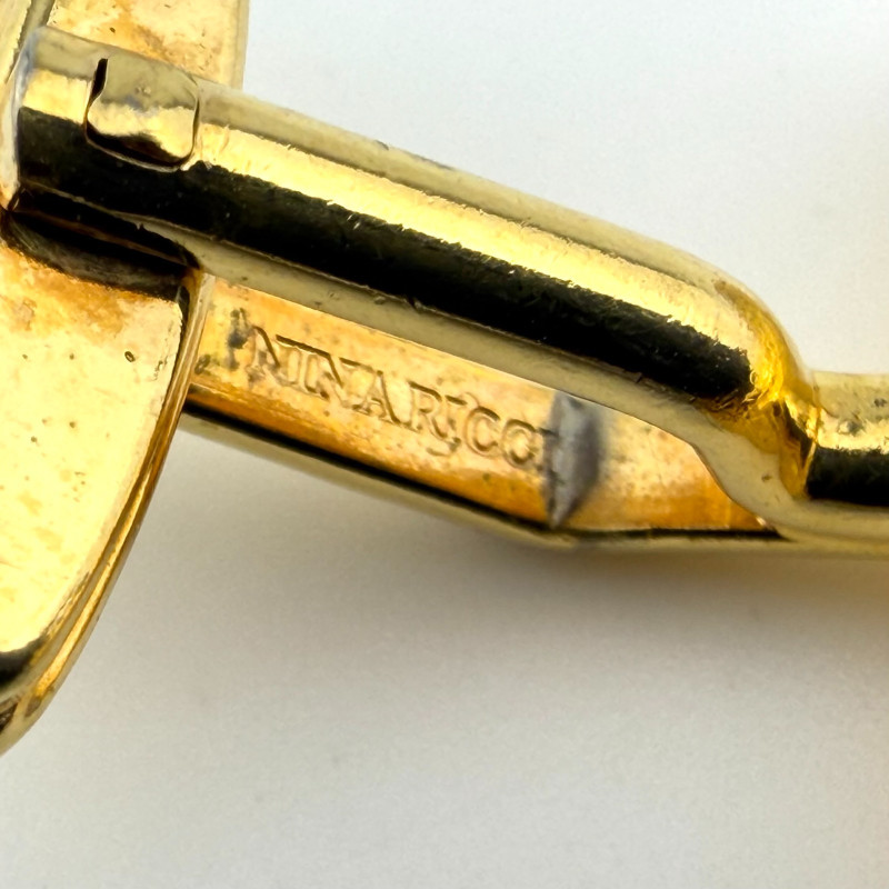 Vintage NINA RICCI Gold Tone Plated Tiger's Eye Cufflinks France Hallmarked