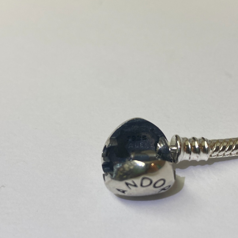 PANDORA Moments Heart Clasp Snake Chain Bracelet Size 7 inches