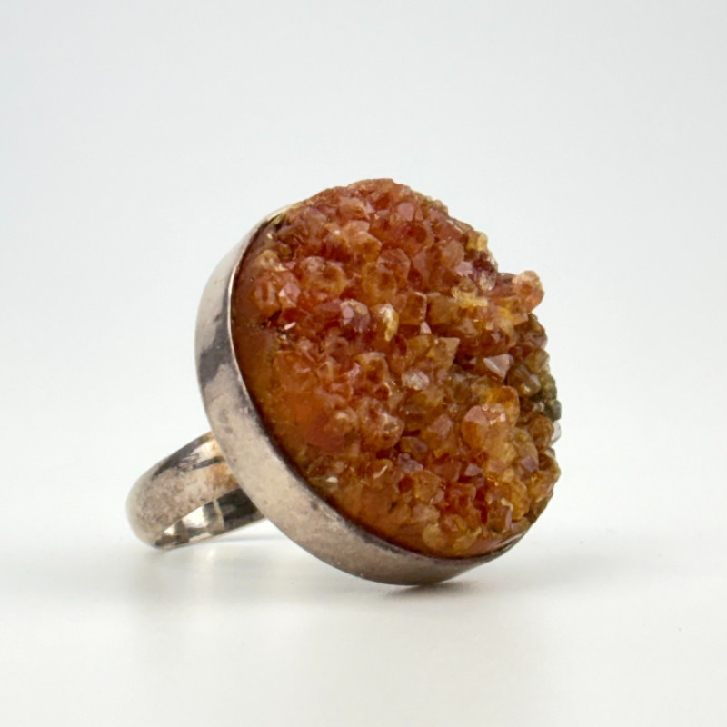 Vintage 925 Sterling Silver Pure citrine round stone Ring