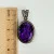 925 Sterling Silver Vintage Real Dark Purple Oval Amethyst Gemstone Pendant