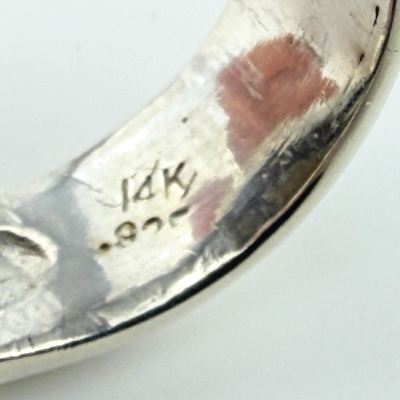 Dian Malouf Collectable Sterling Silver 14k Gold Drum Cocktail Ring Size 6