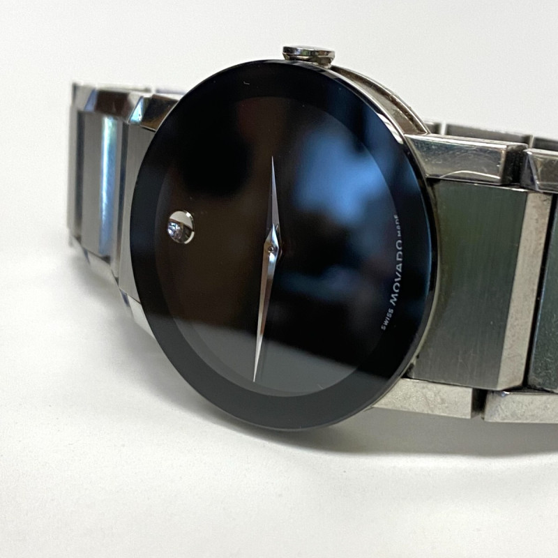 Movado Stainless Steel Men's 35mm Museum Dial Watch Model 84G1 1896, band 7.25"