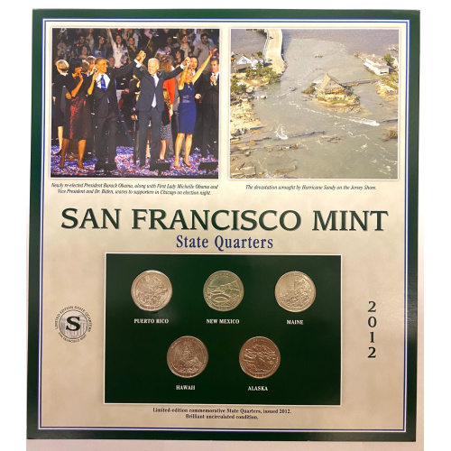 Limited-edition commemorative State Quarters, issued 2012. Brilliant condition