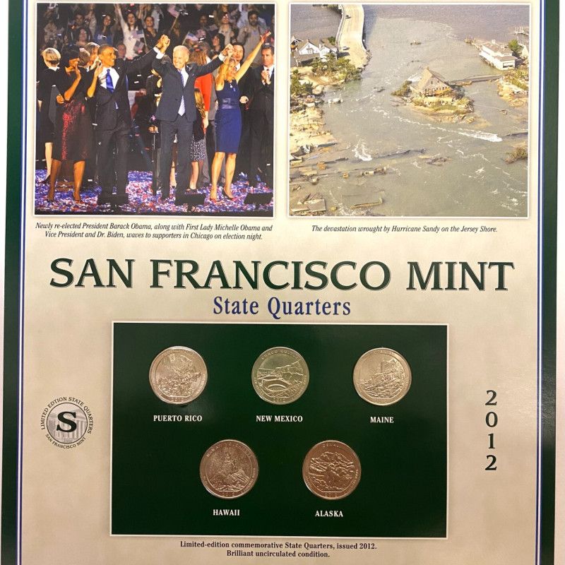 Limited-edition commemorative State Quarters, issued 2012. Brilliant condition