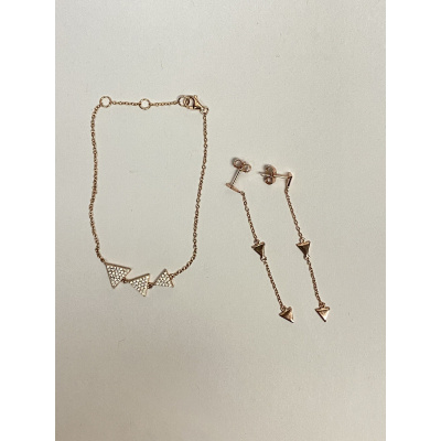 Shashi  Rose Gold Triangle earring  & Braclet set 