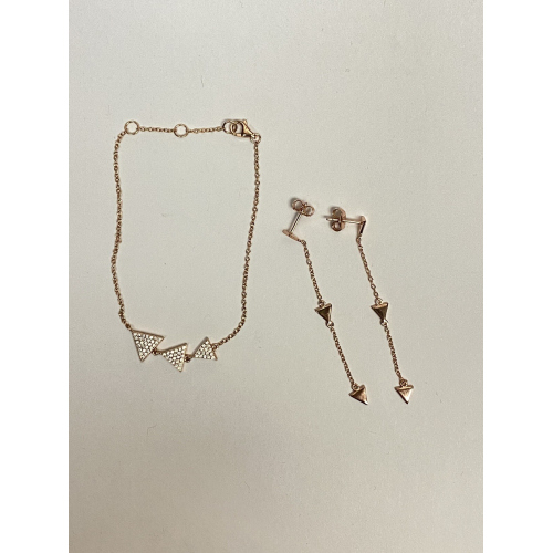 Shashi  Rose Gold Triangle earring  & Braclet set 