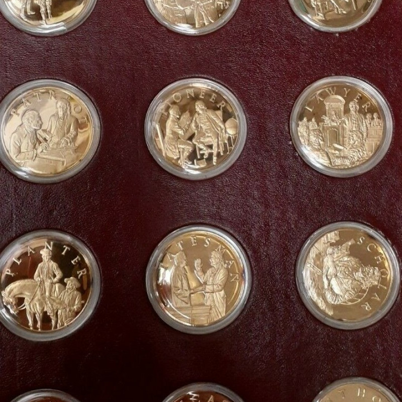 VERY RARE GENIUS OF THOMAS JEFFERSON 24K Gold Plating on STERLING PROOF SET 1976 VERY RARE GENIUS OF THOMAS JEFFERSON 24K Gold Plating on STERLING PROOF SET 1976