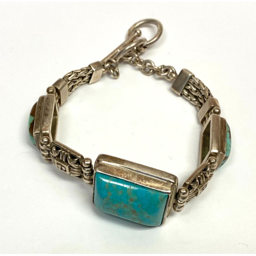 Vintage 925 Sterling Silver Bracelet with Turquoise stomnes Vintage 925 Sterling Silver Bracelet with Turquoise stomnes