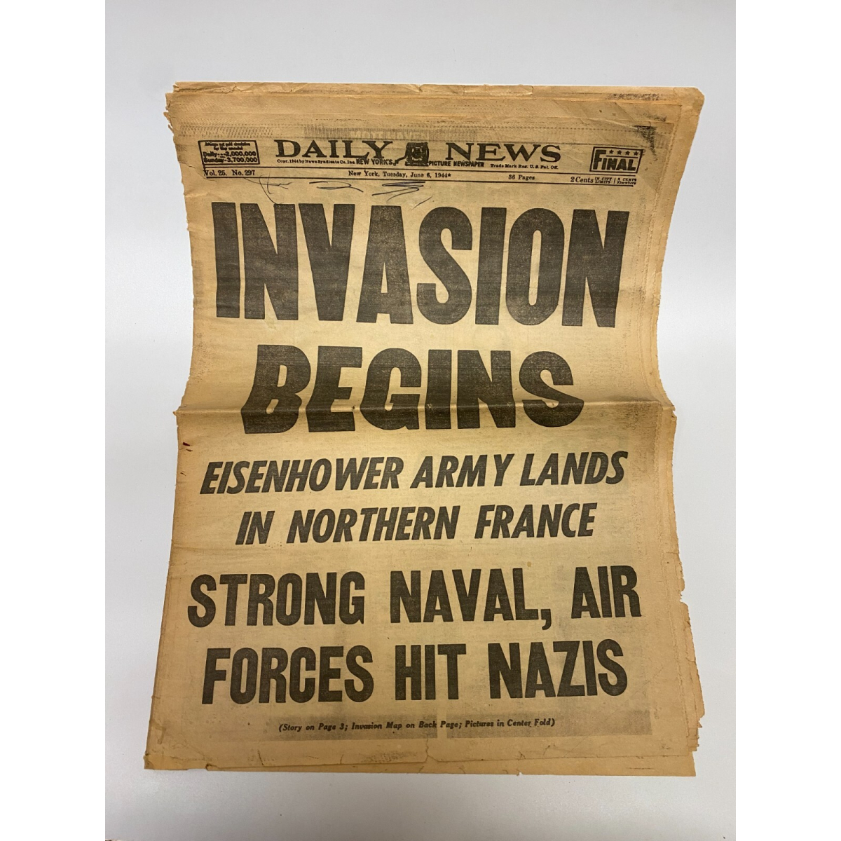 JUNE 6, 1944 D-DAY NEW YORK DAILY NEWS ICONIC NEWSPAPER RARE