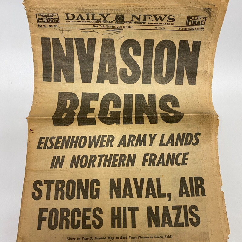 JUNE 6, 1944 D-DAY NEW YORK DAILY NEWS ICONIC NEWSPAPER RARE