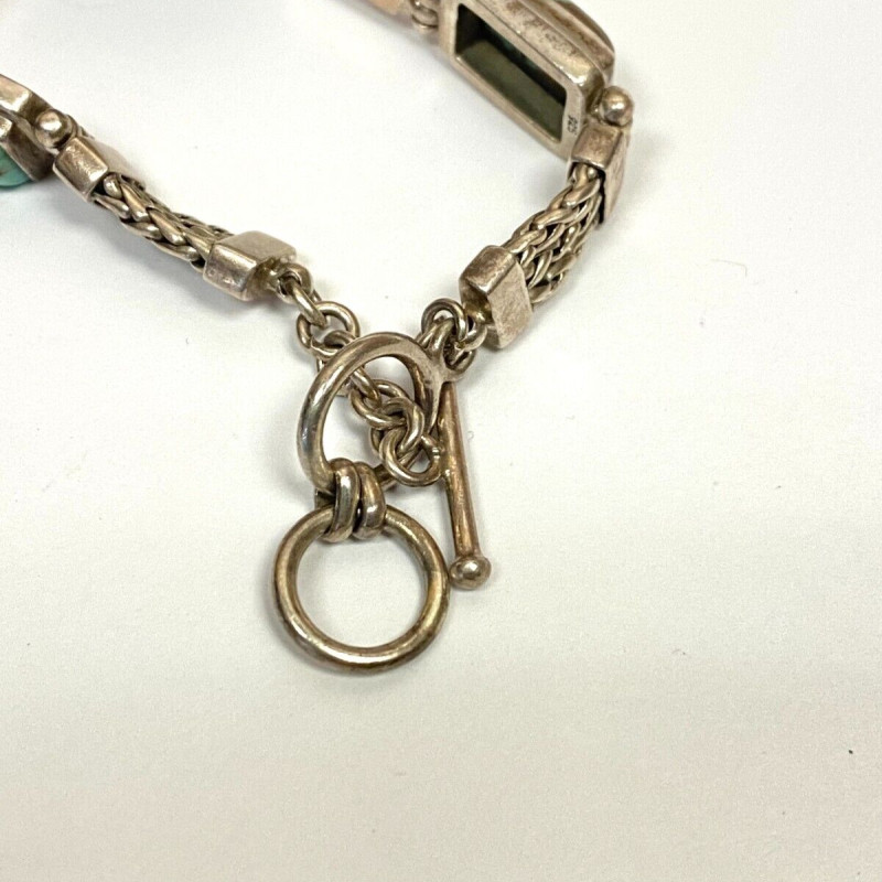 Vintage 925 Sterling Silver Bracelet with Turquoise stomnes