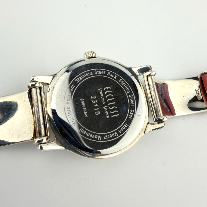 Vintage ECCLISSI Sterling Silver 925 Ladies Bracelet Pink Dial Watch
