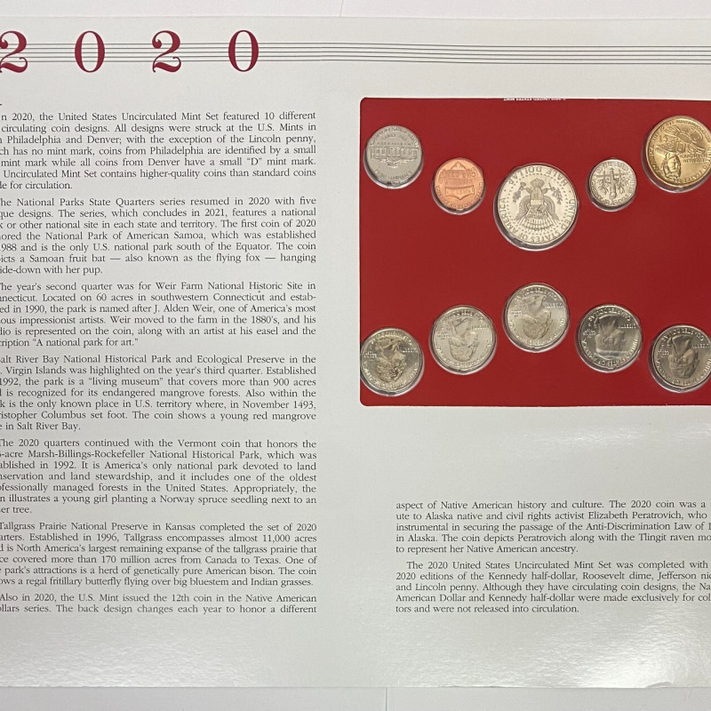2020 D Uncirculated Mint Set Postal Commemorative Society Coin & Stamps 2020 D Uncirculated Mint Set Postal Commemorative Society Coin & Stamps