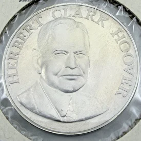 1964 Herbert Clark Hoover Heraldic Art Sterling Silver Medal UNC 33 mm