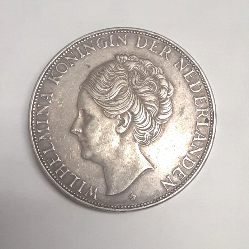 1938 Wilhelmina Koningin der Nederlanden 25 Cent Silver Coin