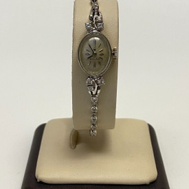 Rolex Ladies 14k SOLID WHITE GOLD Dress with Diamonds 1950s