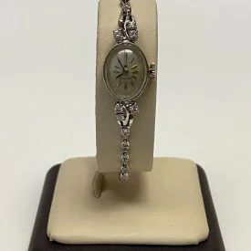Rolex Ladies 14k SOLID WHITE GOLD Dress with Diamonds 1950s