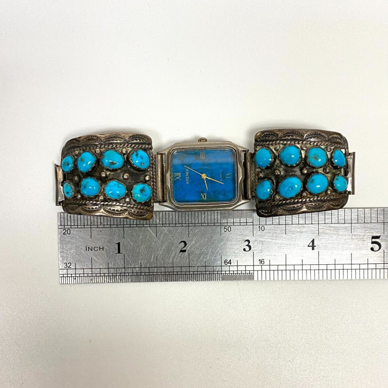 Sterling Silver and Turquoise Arenix Watch Japan Movement Sterling Silver and Turquoise Arenix Watch Japan Movement