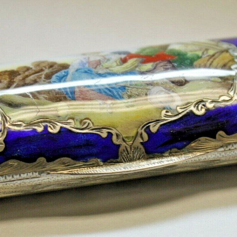 Antique Multi Colored Romeo & Juliet Sitting By Tree Open Box Sterling Silver Antique Multi Colored Romeo & Juliet Sitting By Tree Open Box Sterling Silver