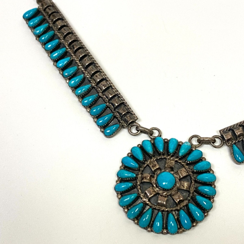 Zuni sterling silver turquoise necklace by Art Acoya