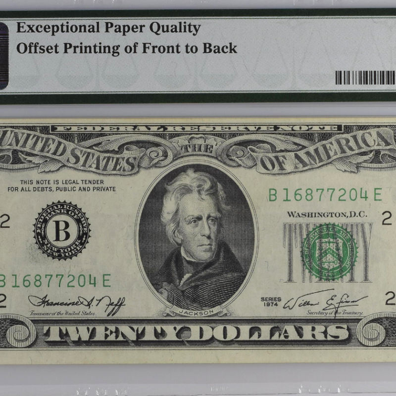  FR#2071B PCGS FR 1974-B $20 (BE BLOCK) NEFF/SIMON 63 ERROR