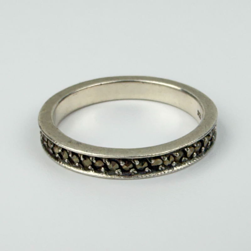 Anna Sui Marcasite Sterling Silver Band Ring Size 7