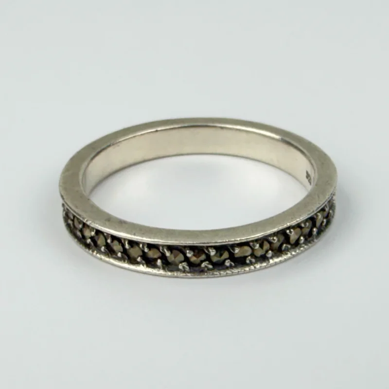 Anna Sui Marcasite Sterling Silver Band Ring Size 7