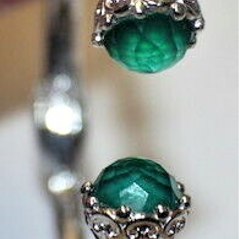 Gabriel & Co Sterling Silver And Steel Bangle S294719 With Green Carved Stone Gabriel & Co Sterling Silver And Steel Bangle S294719 With Green Carved Stone
