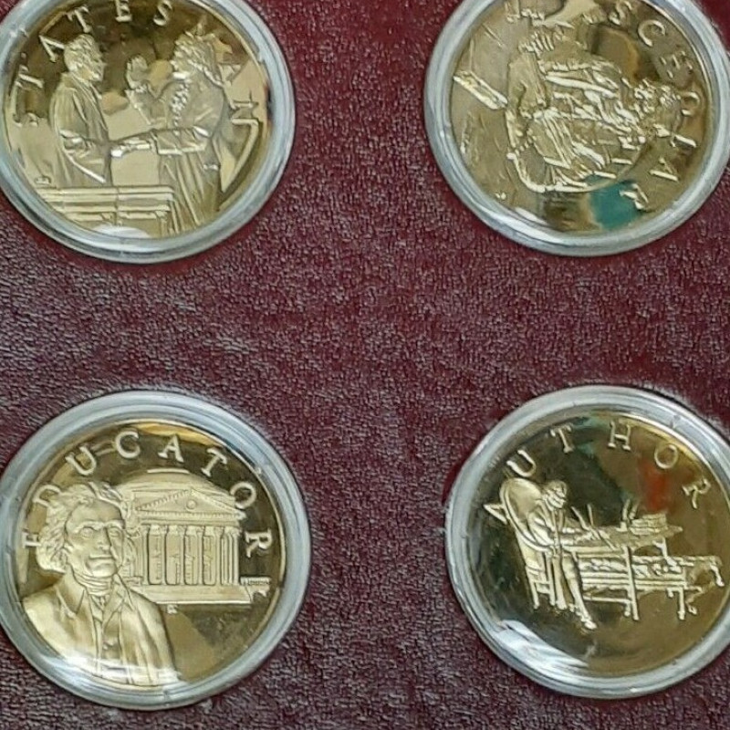 VERY RARE GENIUS OF THOMAS JEFFERSON 24K Gold Plating on STERLING PROOF SET 1976 VERY RARE GENIUS OF THOMAS JEFFERSON 24K Gold Plating on STERLING PROOF SET 1976