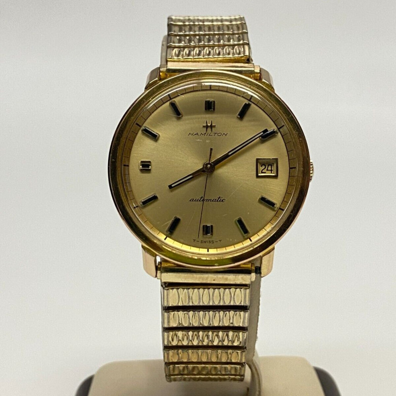 Vintage Hamilton Gold Plated Wristwatch Watch 1970's Automatic Dateline 64029-4 Vintage Hamilton Gold Plated Wristwatch Watch 1970's Automatic Dateline 64029-4