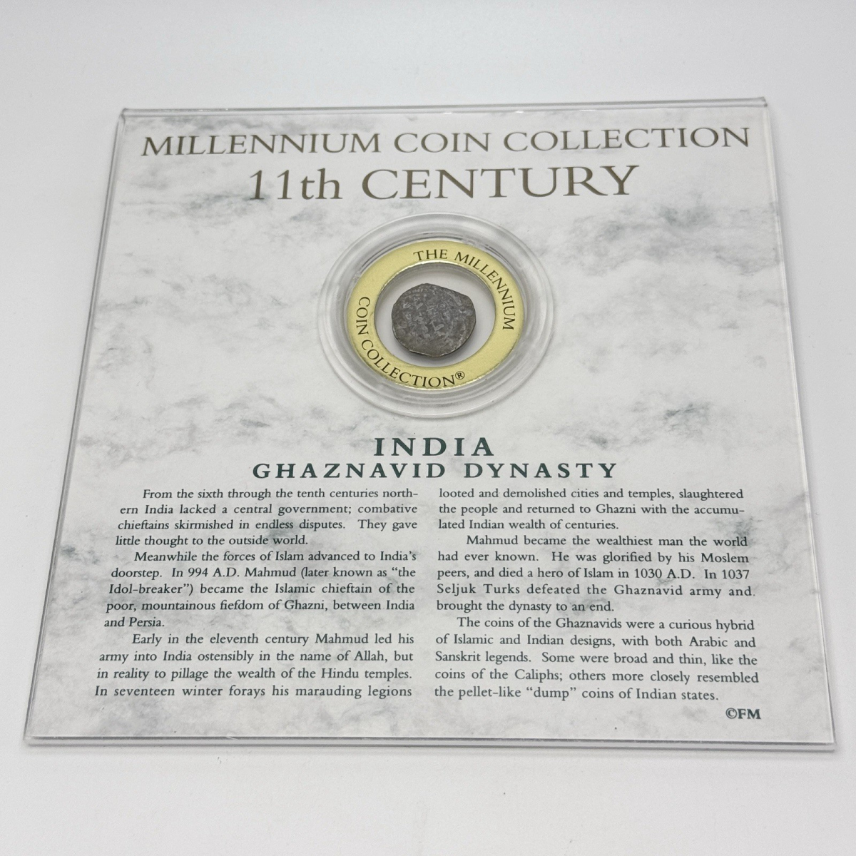 11th Century India Ghaznavid Dynasty Silver Coin Franklin Mint