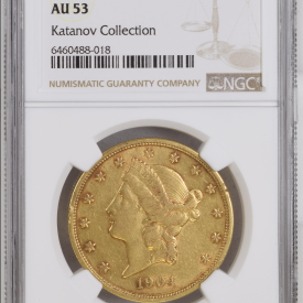 1904 S US Gold $20 Liberty Head Double Eagle - NGC AU 53
