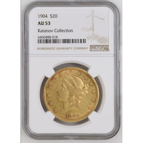 1904 S US Gold $20 Liberty Head Double Eagle - NGC AU 53 1904 S US Gold $20 Liberty Head Double Eagle - NGC AU 53