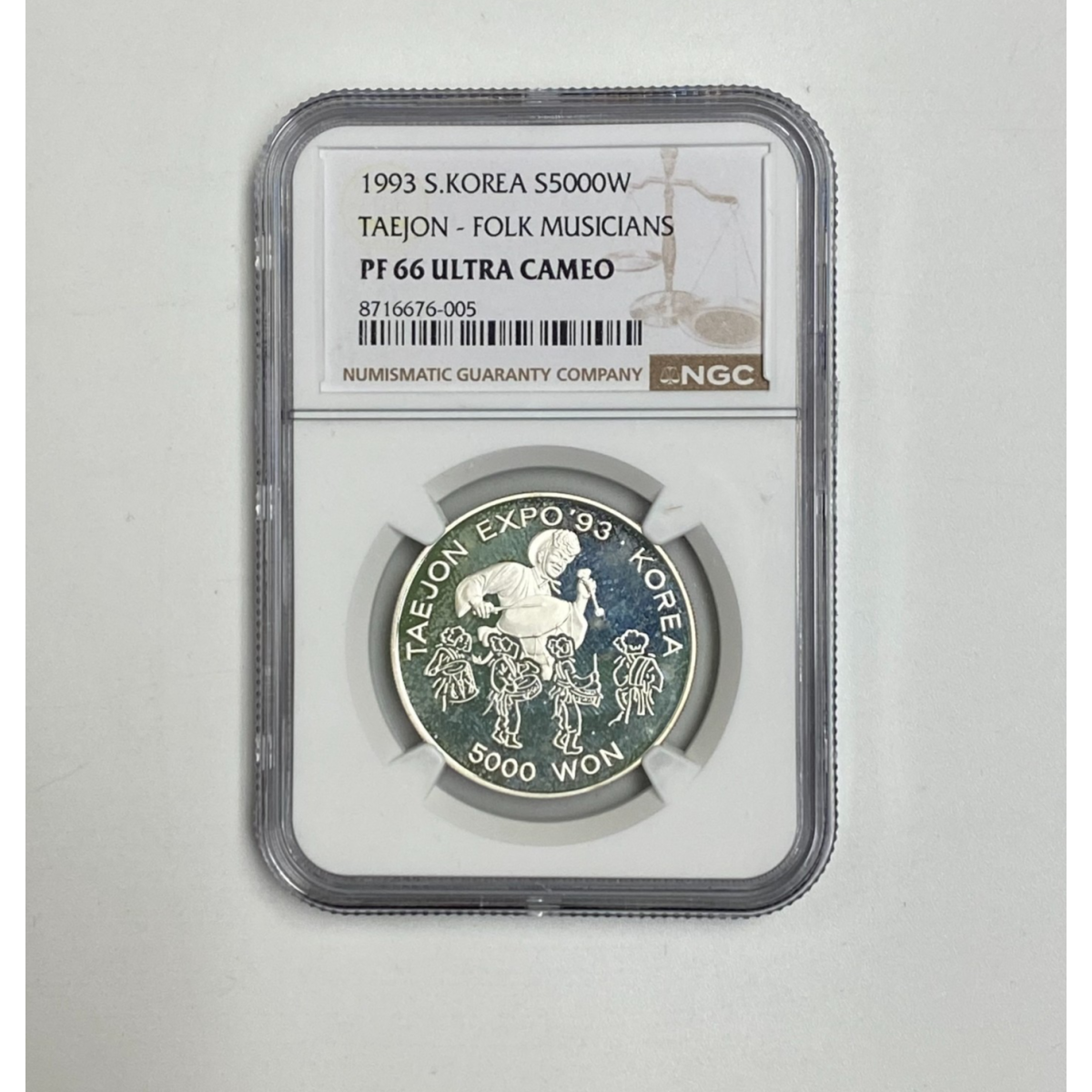 1993 NGC PF 66 Ultra Cameo S.Korea Taejon S5000 W  Silver Coin