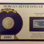 May 2 , 1890 Morgan Silver Dollar Coin With Stamp in Holder - The West is Won
