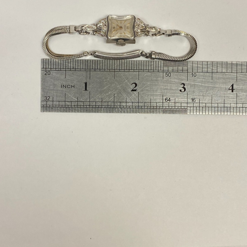 Vintage Ladies Gruen Precision 14K White Gold w Diamonds 17 Jewels