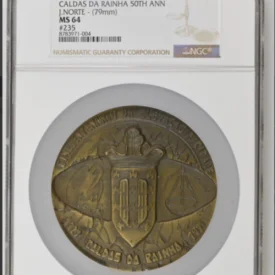 1977-Dated Portugal Bronze Caldas Da Rainha 50th Ann J.Norte-(79mm) NGC MS 64