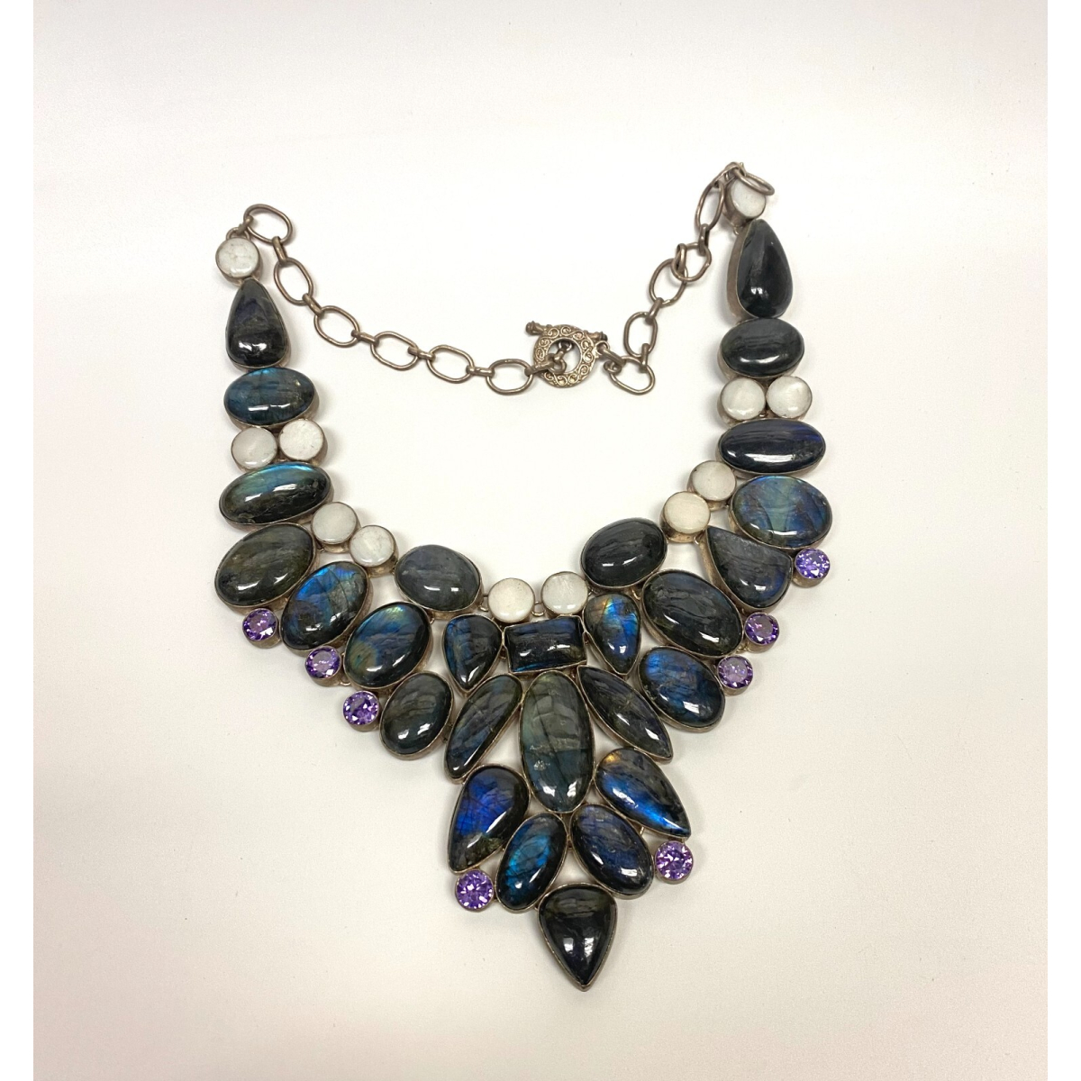 Antique Natural Labradoriten Necklace, Silver 900