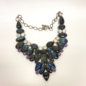 Antique Natural Labradoriten Necklace, Silver 900