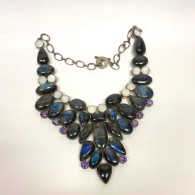 Antique Natural Labradoriten Necklace, Silver 900