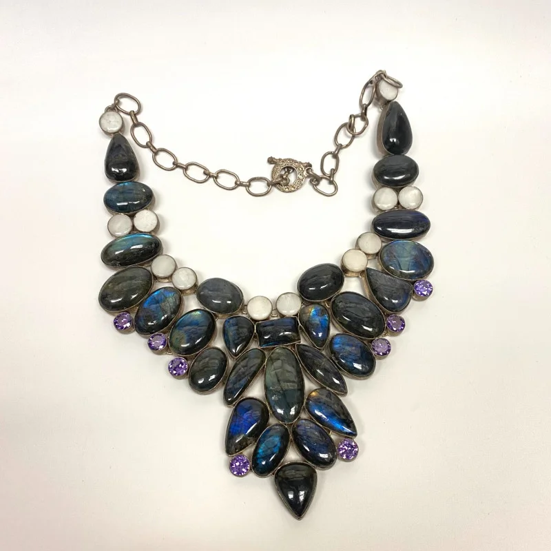Antique Natural Labradoriten Necklace, Silver 900